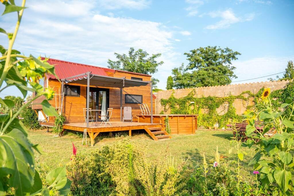 Myinsolite - Tiny-House, Jacuzzi, Brasero, Piscine エーグ・モルト エクステリア 写真